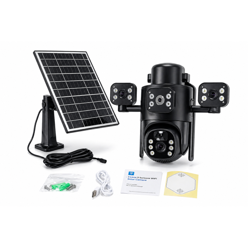 CAMÉRA SOLAIRE WIFI À 3 OBJECTIFS